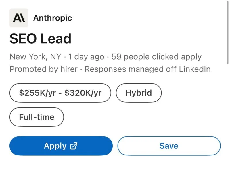 Athropic hiring for an EO lead on Linkedin